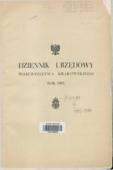 Dziennik Urzędowy Województwa Krakowskiego. 1985, Skorowidz alfabetyczny