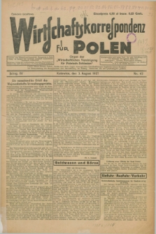 Wirtschaftskorrespondenz für Polen : organ der „Wirtschaftlischen Vereinigung für Polnisch-Schlesien”. Jg.4, Nr. 62 (3 August 1927)