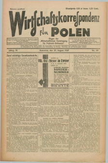 Wirtschaftskorrespondenz für Polen : organ der „Wirtschaftlischen Vereinigung für Polnisch-Schlesien”. Jg.4, Nr. 69 (27 August 1927)
