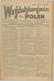 Wirtschaftskorrespondenz für Polen : organ der „Wirtschaftlischen Vereinigung für Polnisch-Schlesien”. Jg.4, Nr. 73 (10 September 1927)