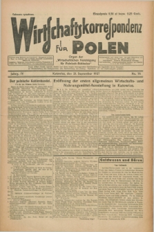 Wirtschaftskorrespondenz für Polen : organ der „Wirtschaftlischen Vereinigung für Polnisch-Schlesien”. Jg.4, Nr. 76 (21 September 1927)