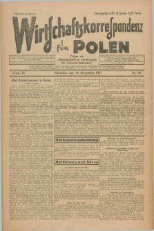 Wirtschaftskorrespondenz für Polen : organ der „Wirtschaftlischen Vereinigung für Polnisch-Schlesien”. Jg.4, Nr. 96 (30 November 1927)