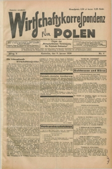 Wirtschaftskorrespondenz für Polen : Organ der „Wirtschaftlischen Vereinigung für Polnisch-Schlesien”. Jg.5, Nr. 4 (11 Januar 1928)