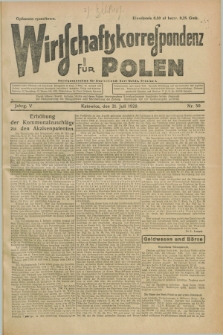 Wirtschaftskorrespondenz für Polen. Jg.5, Nr. 50 (21 Juli 1928)