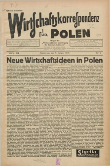 Wirtschaftskorrespondenz für Polen : Organ der „Wirtschaftlischen Vereinigung für Polnisch-Schlesien”. Jg.12, Nr. 1 (5 Januar 1935)