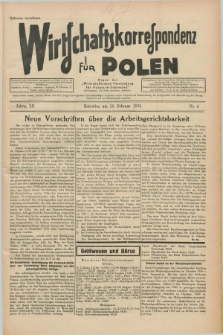 Wirtschaftskorrespondenz für Polen : organ der „Wirtschaftlischen Vereinigung für Polnisch-Schlesien”. Jg.12, Nr. 5 (18 Februar 1935)