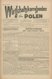 Wirtschaftskorrespondenz für Polen : Organ der „Wirtschaftlischen Vereinigung für Polnisch-Schlesien”. Jg.12, Nr. 6 (27 Februar 1935)