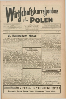 Wirtschaftskorrespondenz für Polen : Organ der „Wirtschaftlischen Vereinigung für Polnisch-Schlesien”. Jg.12, Nr. 16 (8 Juni 1935)