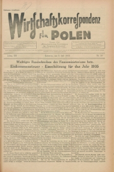 Wirtschaftskorrespondenz für Polen : Organ der „Wirtschaftlischen Vereinigung für Polnisch-Schlesien”. Jg.12, Nr. 18 (3 Juni 1935)