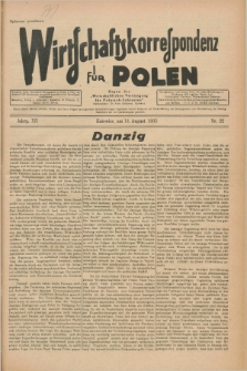 Wirtschaftskorrespondenz für Polen : Organ der „Wirtschaftlischen Vereinigung für Polnisch-Schlesien”. Jg.12, Nr. 22 (14 August 1935)