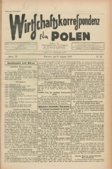 Wirtschaftskorrespondenz für Polen : Organ der „Wirtschaftlischen Vereinigung für Polnisch-Schlesien”. Jg.12, Nr. 23 (28 August 1935)