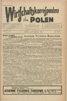 Wirtschaftskorrespondenz für Polen : Organ der „Wirtschaftlischen Vereinigung für Polnisch-Schlesien”. Jg.12, Nr. 25/26 (28 September 1935) + dod.