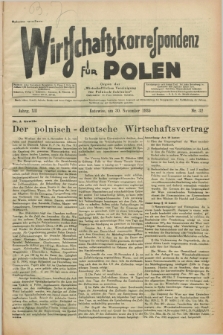 Wirtschaftskorrespondenz für Polen : Organ der „Wirtschaftlischen Vereinigung für Polnisch-Schlesien”. Jg.12, Nr. 32 (30 November 1935)