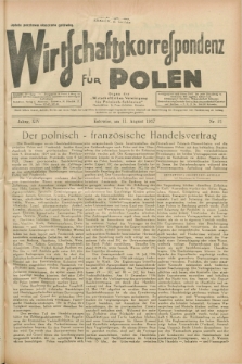 Wirtschaftskorrespondenz für Polen : Organ der „Wirtschaftlischen Vereinigung für Polnisch-Schlesien”. Jg.14, Nr. 21 (11 August 1937)