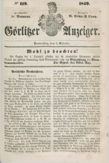 Görlitzer Anzeiger. 1849, № 119 (4 October) + dod.