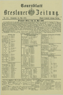 Coursblatt der Breslauer Zeitung. 1881, Nr. 111 (14 Mai)
