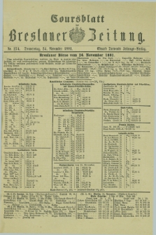 Coursblatt der Breslauer Zeitung. 1881, Nr. 274 (24 November)