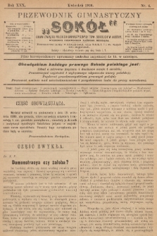 Przewodnik Gimnastyczny „Sokoł” : organ Związku Polskich Gimnastycznych Towarzystw Sokolich. R.30 (1910), nr 4