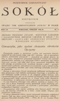 Przewodnik Gimnastyczny „Sokół” : organ Związku Towarzystw Gimnastycznych „Sokół” w Polsce. R.53 (1936), nr 4