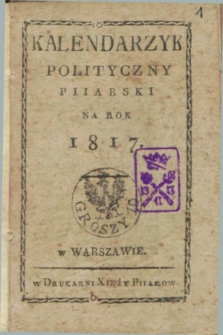 Kalendarzyk Polityczny Piiarski na Rok 1817