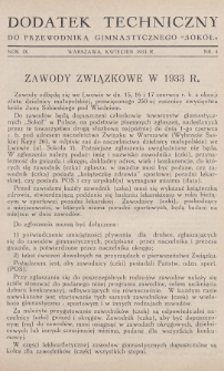 Dodatek Techniczny do Przewodnika Gimnastycznego „Sokół”. R.8 [i.e.9] (1933), nr 4