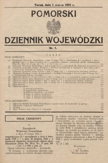 Pomorski Dziennik Wojewódzki. 1931, nr 5