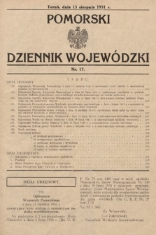 Pomorski Dziennik Wojewódzki. 1931, nr 17
