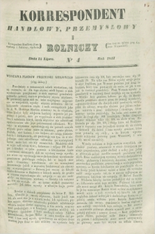Korrespondent Handlowy, Przemysłowy i Rolniczy : wychodzi dwa razy na tydzień przy Gazecie Warszawskiéj. 1841, nr 4 (15 lipca)