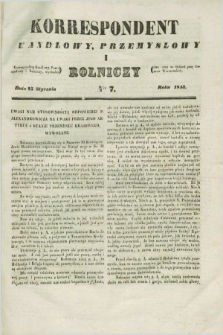 Korrespondent Handlowy, Przemysłowy i Rolniczy : wychodzi dwa razy na tydzień przy Gazecie Warszawskiéj. 1843, Nro 7 (25 stycznia)
