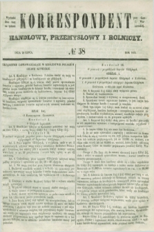 Korrespondent Handlowy, Przemysłowy i Rolniczy : wychodzi dwa razy na tydzień przy Gazecie Warszawskiéj. 1851, № 58 (20 lipca)