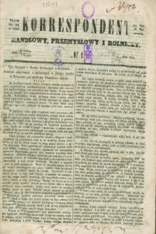 Korrespondent Handlowy, Przemysłowy i Rolniczy : wychodzi dwa razy na tydzień przy Gazecie Warszawskiej. 1853, № 1 (2 stycznia)