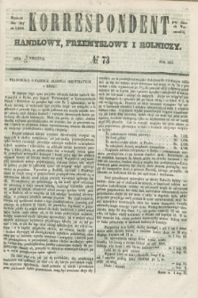 Korrespondent Handlowy, Przemysłowy i Rolniczy : wychodzi dwa razy na tydzień przy Gazecie Warszawskiej. 1853, № 73 (14 września)