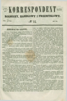 Korrespondent Rolniczy, Handlowy i Przemysłowy : wychodzi dwa razy na tydzień przy Gazecie Warszawskiéj. 1856, № 14 (17 lutego)