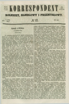 Korrespondent Rolniczy, Handlowy i Przemysłowy : wychodzi dwa razy na tydzień przy Gazecie Warszawskiéj. 1857, № 17 (1 marca)