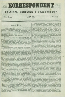 Korrespondent Rolniczy, Handlowy i Przemysłowy : wychodzi dwa razy na tydzień przy Gazecie Warszawskiéj. 1857, № 58 (23 lipca)