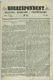 Korrespondent Rolniczy, Handlowy i Przemysłowy : wychodzi dwa razy na tydzień przy Gazecie Warszawskiéj. 1860, № 61 (9 sierpnia)