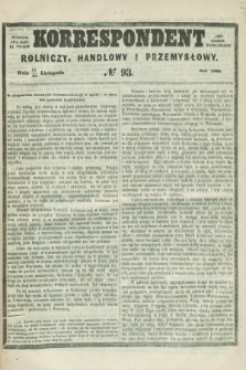 Korrespondent Rolniczy, Handlowy i Przemysłowy : wychodzi dwa razy na tydzień przy Gazecie Warszawskiéj. 1860, № 93 (29 listopada)