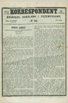 Korrespondent Rolniczy, Handlowy i Przemysłowy : wychodzi dwa razy na tydzień przy Gazecie Warszawskiéj. 1860, № 94 (2 grudnia)