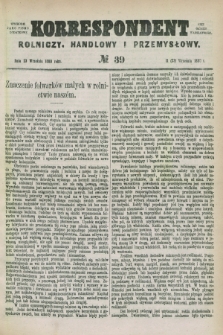 Korrespondent Rolniczy, Handlowy i Przemysłowy : wychodzi jako pismo dodatkowe przy Gazecie Warszawskiej. 1880, № 39 (23 września)