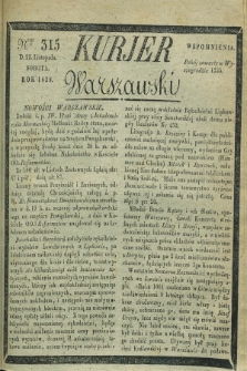 Kurjer Warszawski. 1828, Nro 315 (22 listopada)