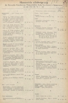 Dziennik Urzędowy Wojewódzkiej Rady Narodowej w Bydgoszczy. 1952, skorowidz alfabetyczny
