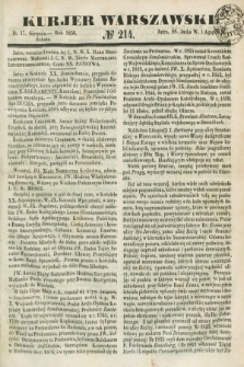Kurjer Warszawski. 1850, № 214 (17 sierpnia)