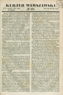 Kurjer Warszawski. 1850, № 216 (19 sierpnia)