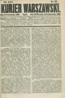 Kurjer Warszawski. R.48, Nro 216 (2 października 1868) + dod.