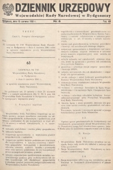 Dziennik Urzędowy Wojewódzkiej Rady Narodowej w Bydgoszczy. 1961, nr 6