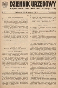 Dziennik Urzędowy Wojewódzkiej Rady Narodowej w Bydgoszczy. 1963, nr 17