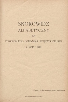 Pomorski Dziennik Wojewódzki. 1948, skorowidz alfabetyczny