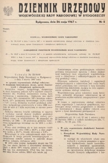 Dziennik Urzędowy Wojewódzkiej Rady Narodowej w Bydgoszczy. 1967, nr 5