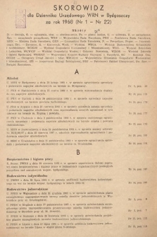 Dziennik Urzędowy Wojewódzkiej Rady Narodowej w Bydgoszczy. 1968, skorowidz alfabetyczny