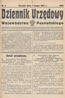 Dziennik Urzędowy Województwa Poznańskiego. 1925, nr 6